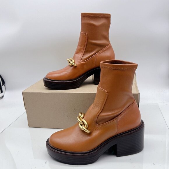COACH Kenna Women’s Ankle Boots Platform Booties Brown Leather Block Heel US 5 B - Picture 4 of 15